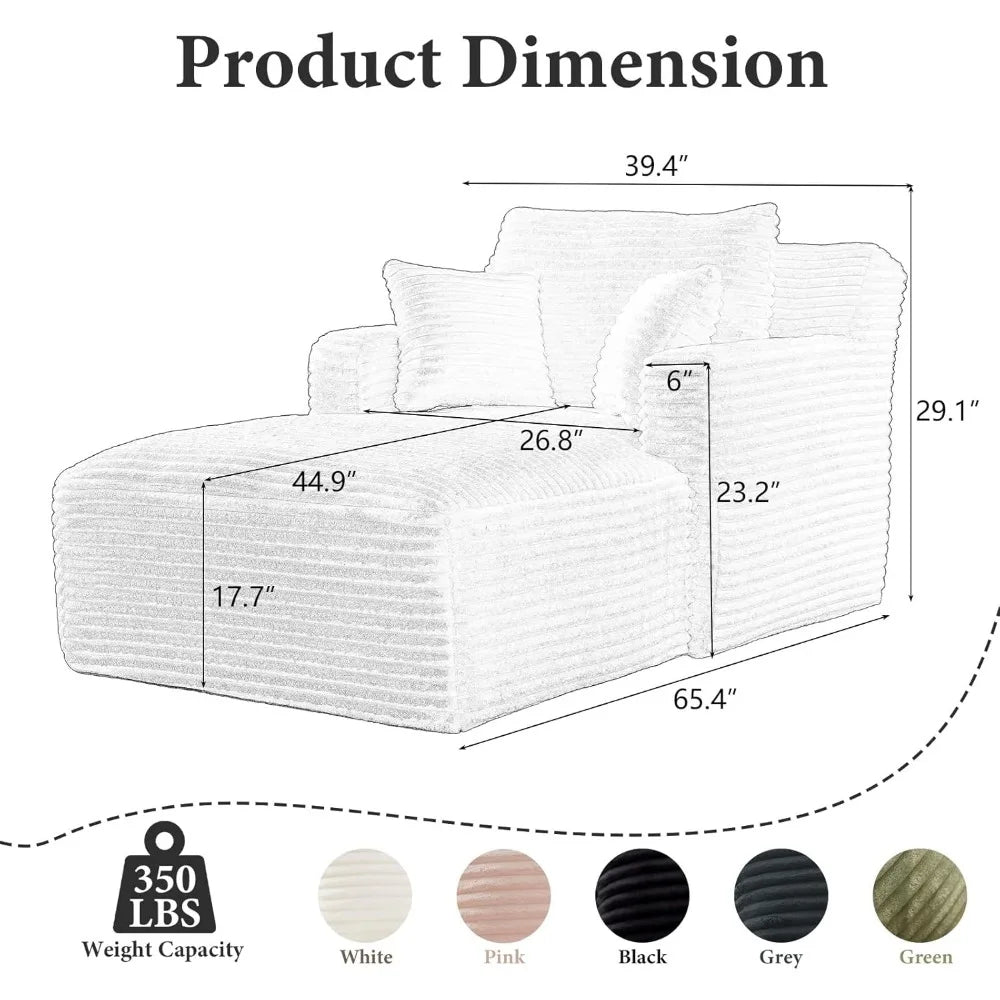 Indoor Oversized Upholstered Chaise Lounge Sofa Bed With 3 Pillows Customized