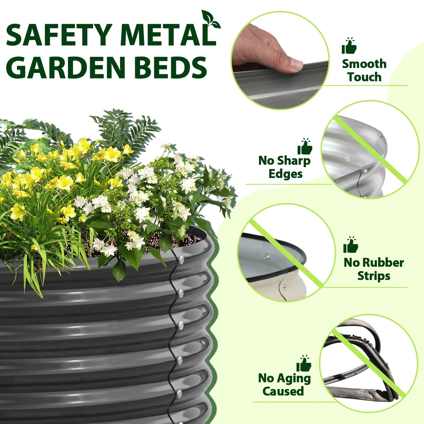 Tramull Galvanized Raised Garden Bed Oval Planter For Vegetables Herbs