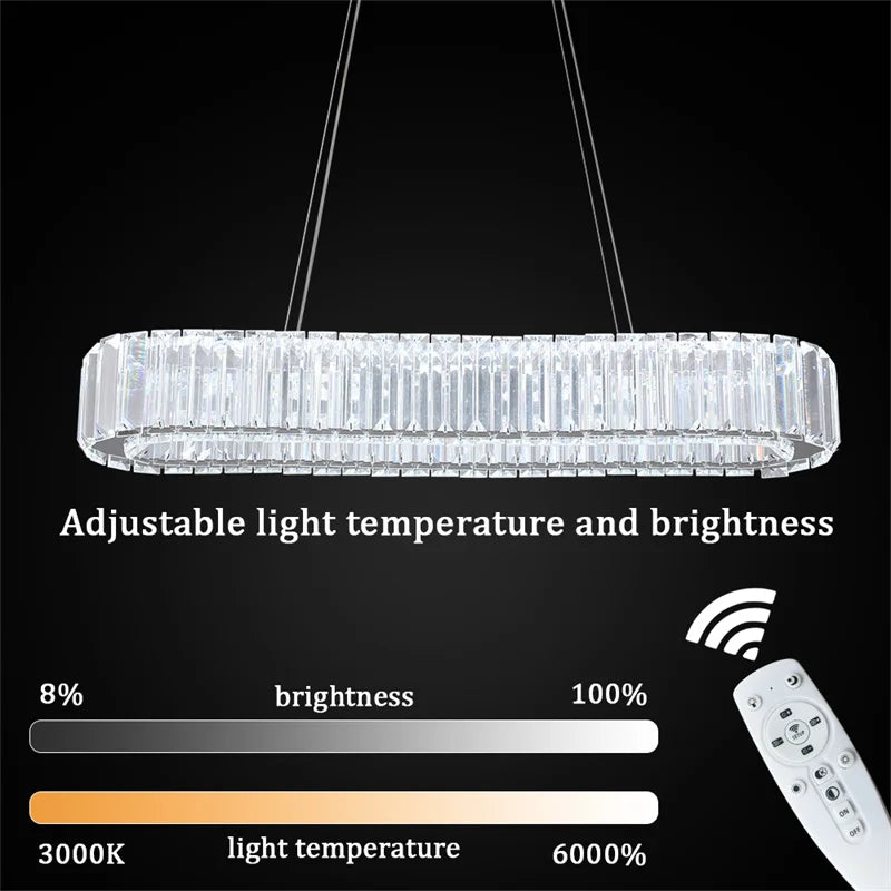 GreeLustr Indoor Crystal Oval Ring Lamp Led Pendant Chandelier