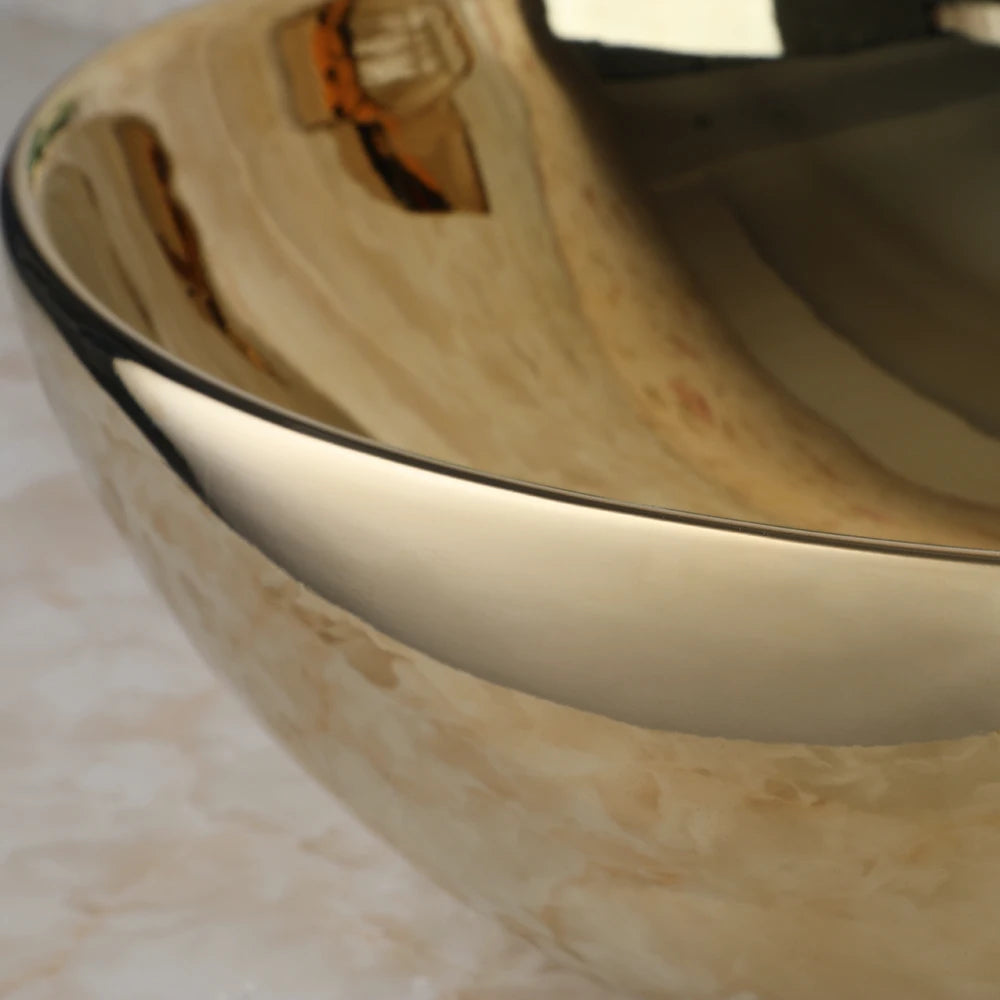 ZAPPO Vessel Sink Ceramic Above Counter Faucet Set