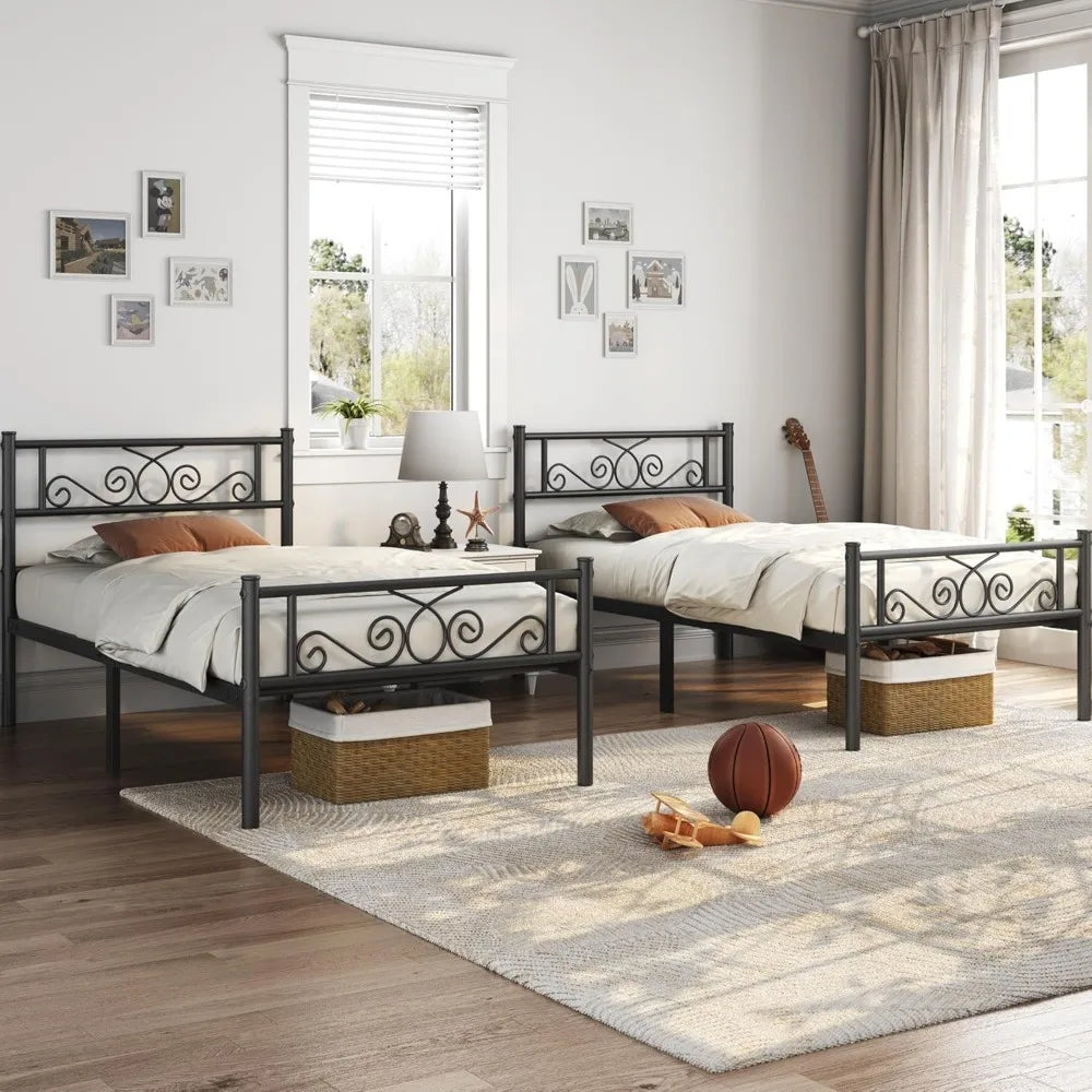 Twin Metal Platform Bed Frame With Headboard And Footboard