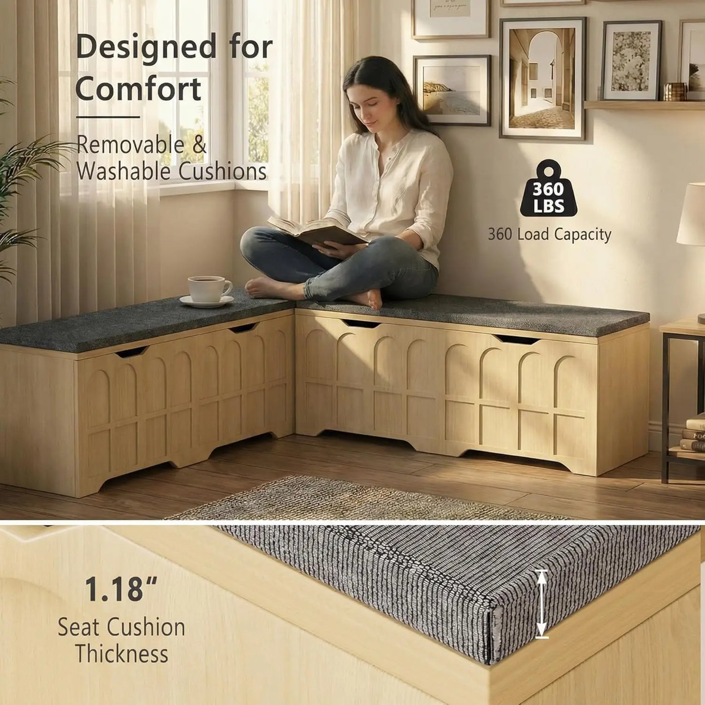 L Shaped Bench With Cushion Arched Doors Breakfast Nook Benches