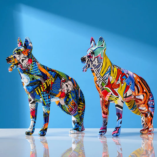 FLYuechun Art German Shepherd Resin Home Decor Figurine