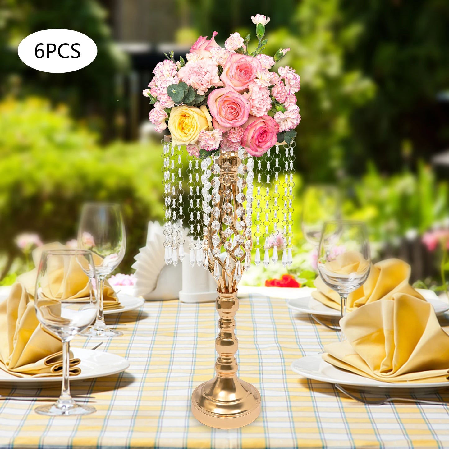 Crystal Flower Stand Wedding Centerpiece Holder Iron Vase
