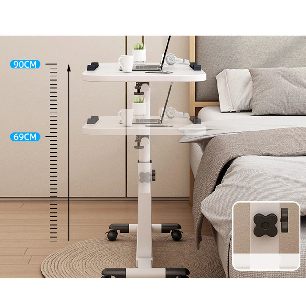 TWISTER.CK Overbed Table Adjustable Height Tilting Desktop Bedside Desk Wheels