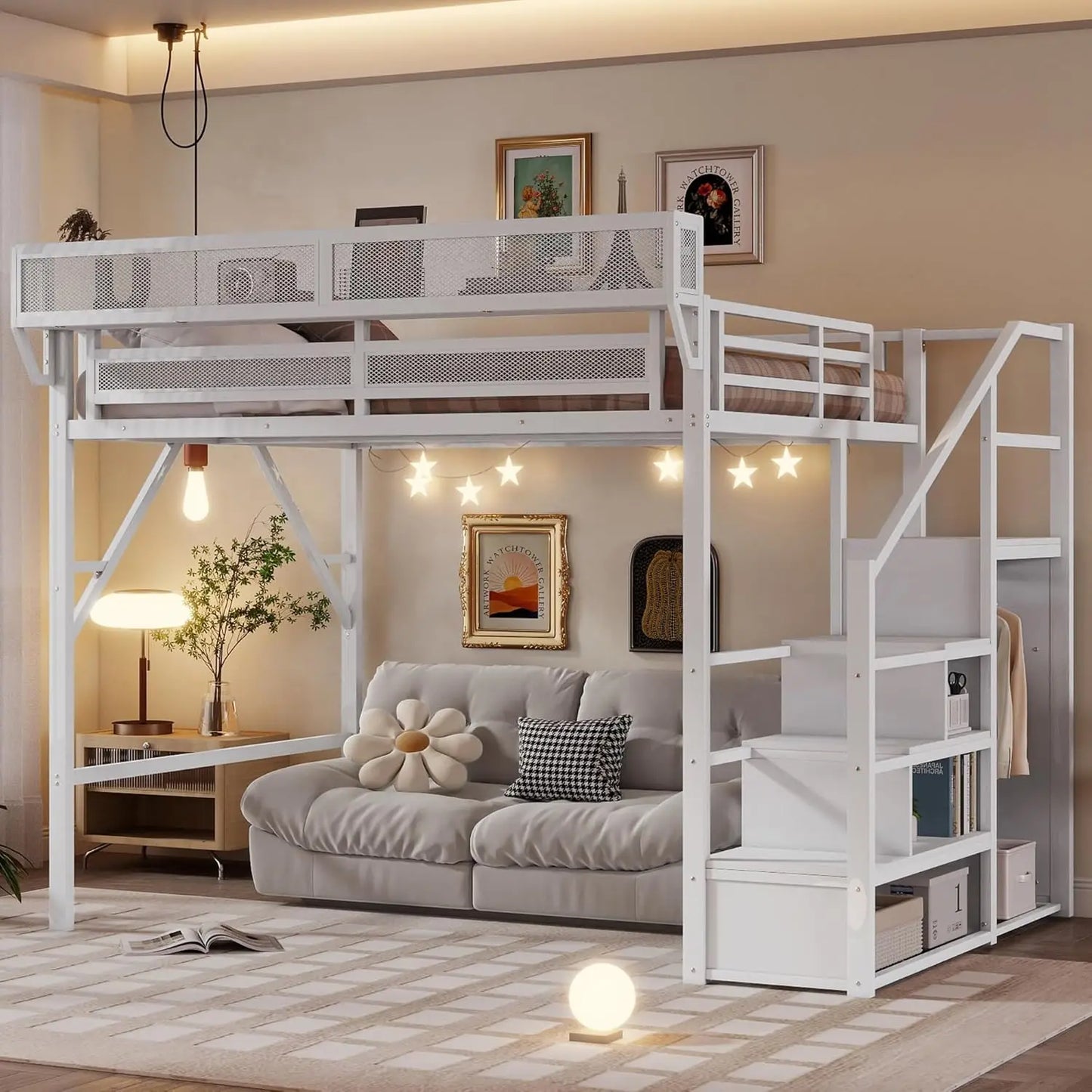Loft Bed Frame For Adults With Stairs And Wardrobe