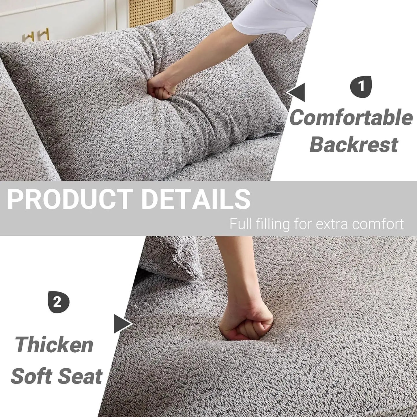 L-Shaped Boneless Sofa Sectional With Deep Seats and Pillows