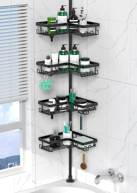 Stainless Steel 4 Tier Shower Caddy With Tension Pole