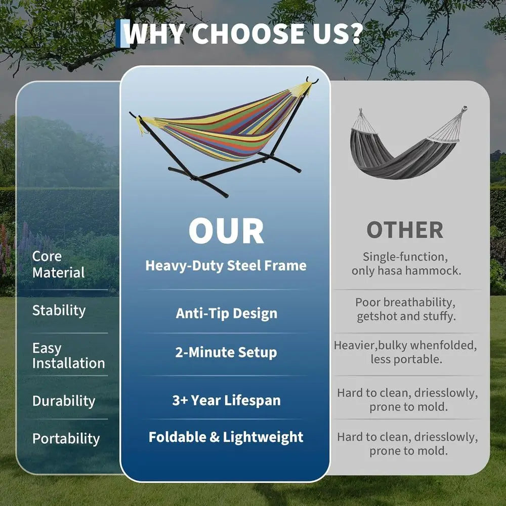 Two Person Hammock With Stand Outdoor Patio Heavy Duty Steel