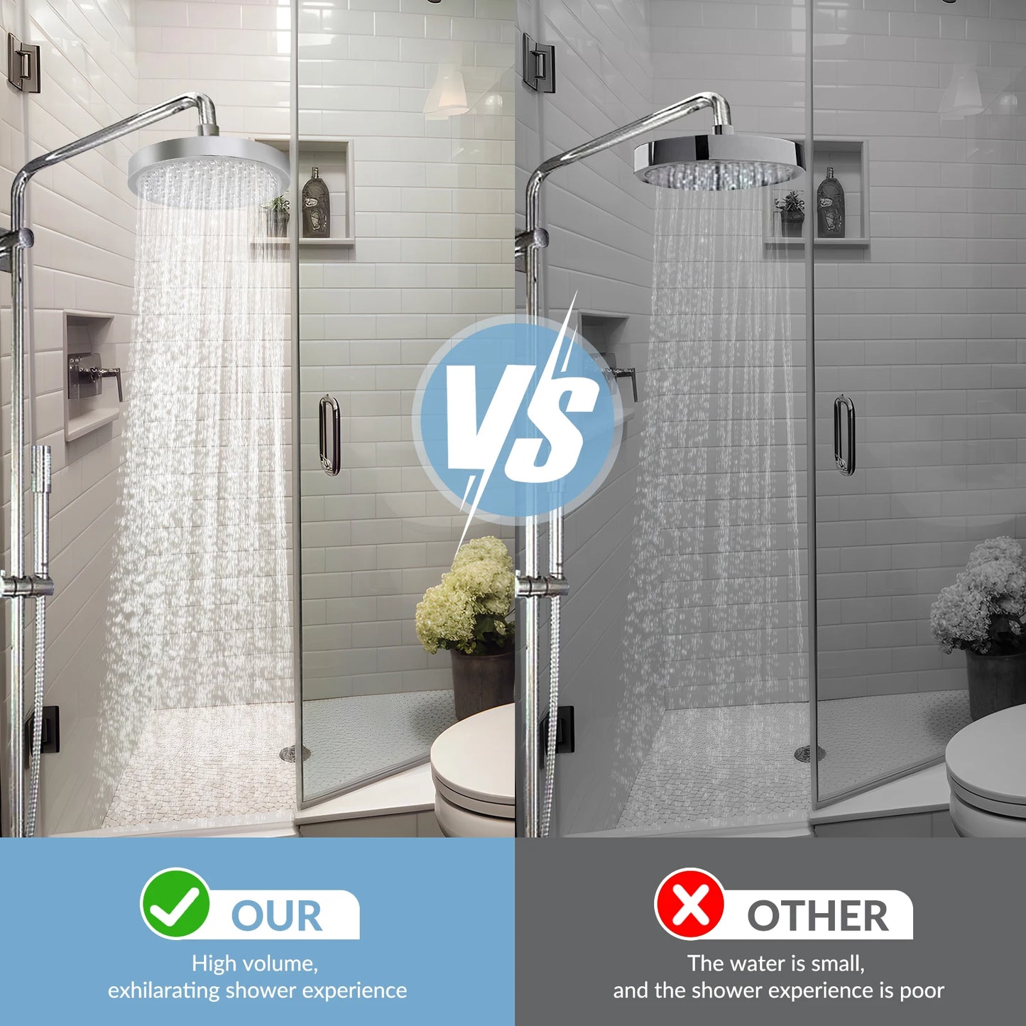 Stainless Steel High Pressure Rain Shower Head Wall Mounted