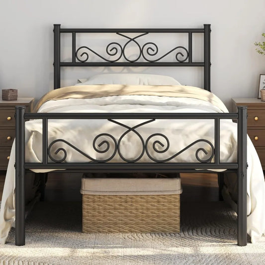 Twin Metal Platform Bed Frame With Headboard And Footboard