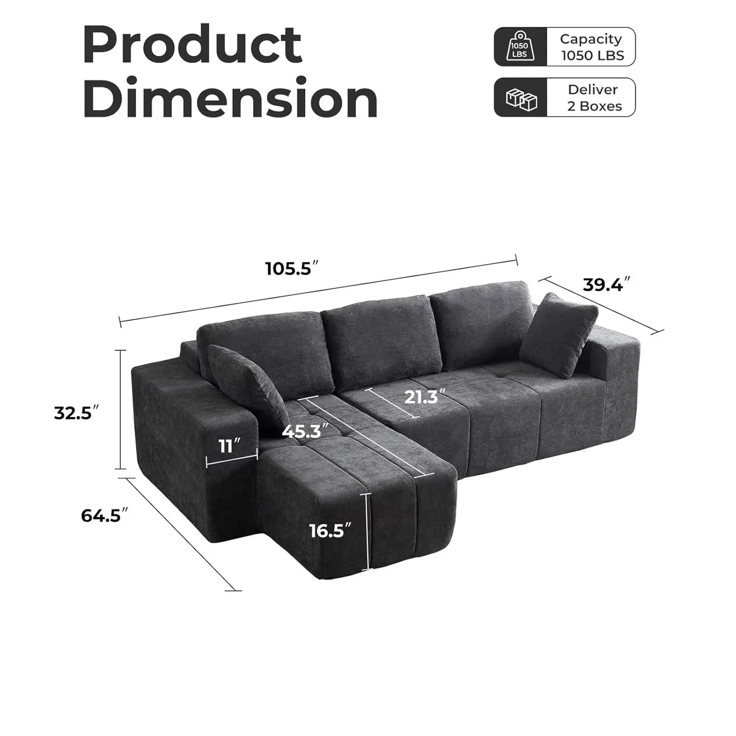 Cloud Modular Sectional Couch Chenille L Shaped Sofa Chaise