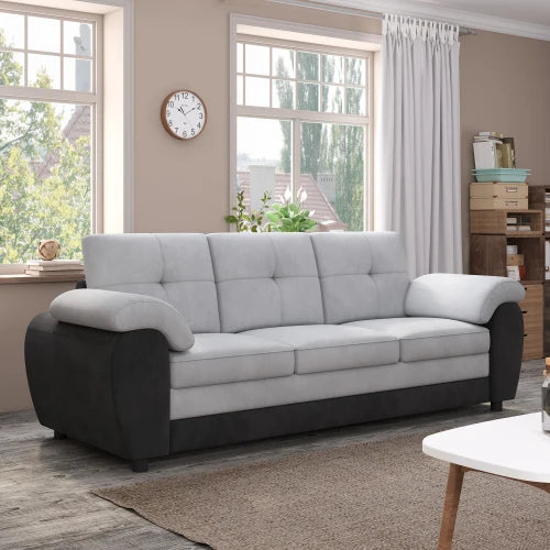 Modern Leather Velvet Sofa With Soft Cushions For Living Room
