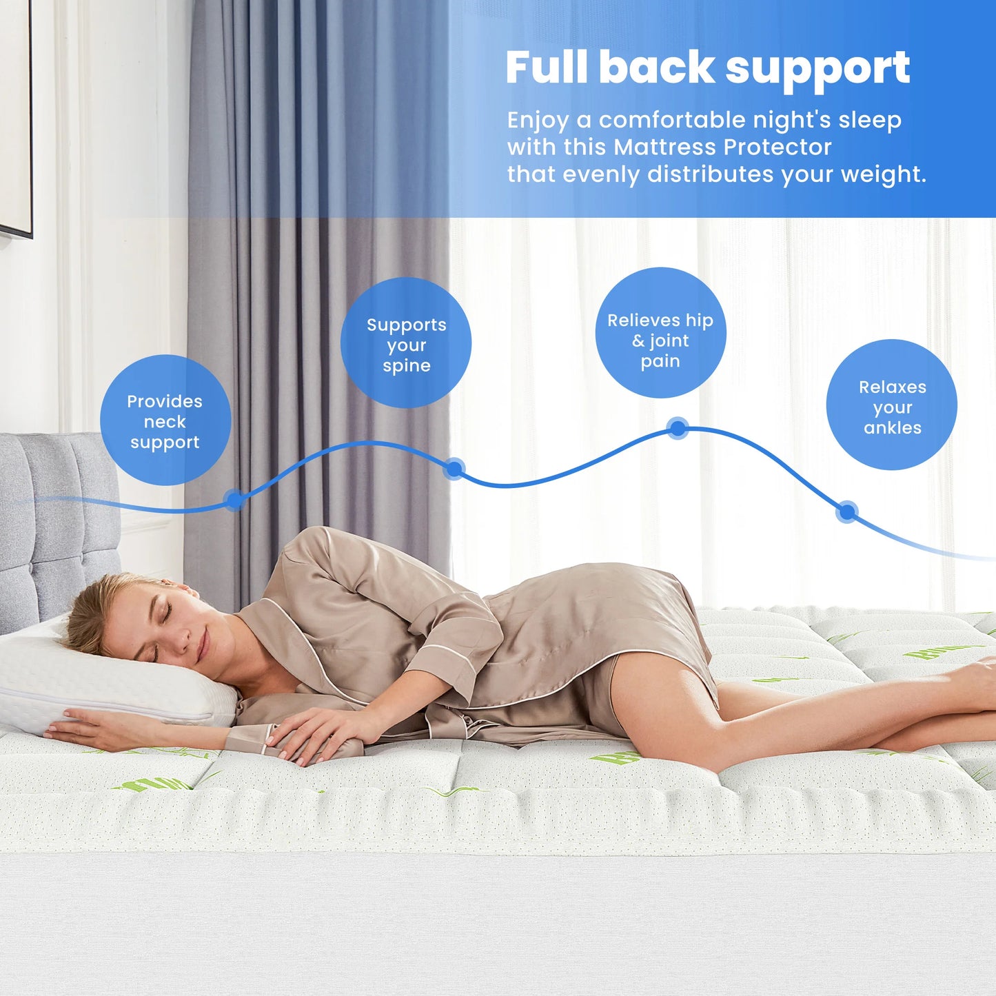 MCQ Bamboo Viscose Mattress Topper Ultra Soft Pillow Top Stretchable Pockets