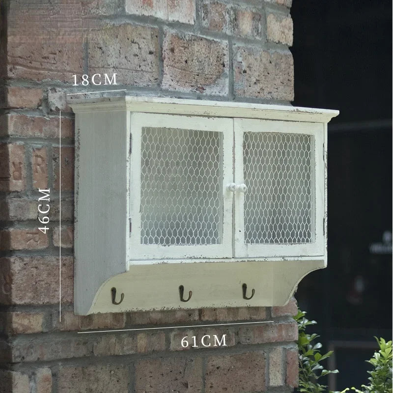 Handmade American Country Wooden Wall Cabinet Antique Kitchen Cupboard
