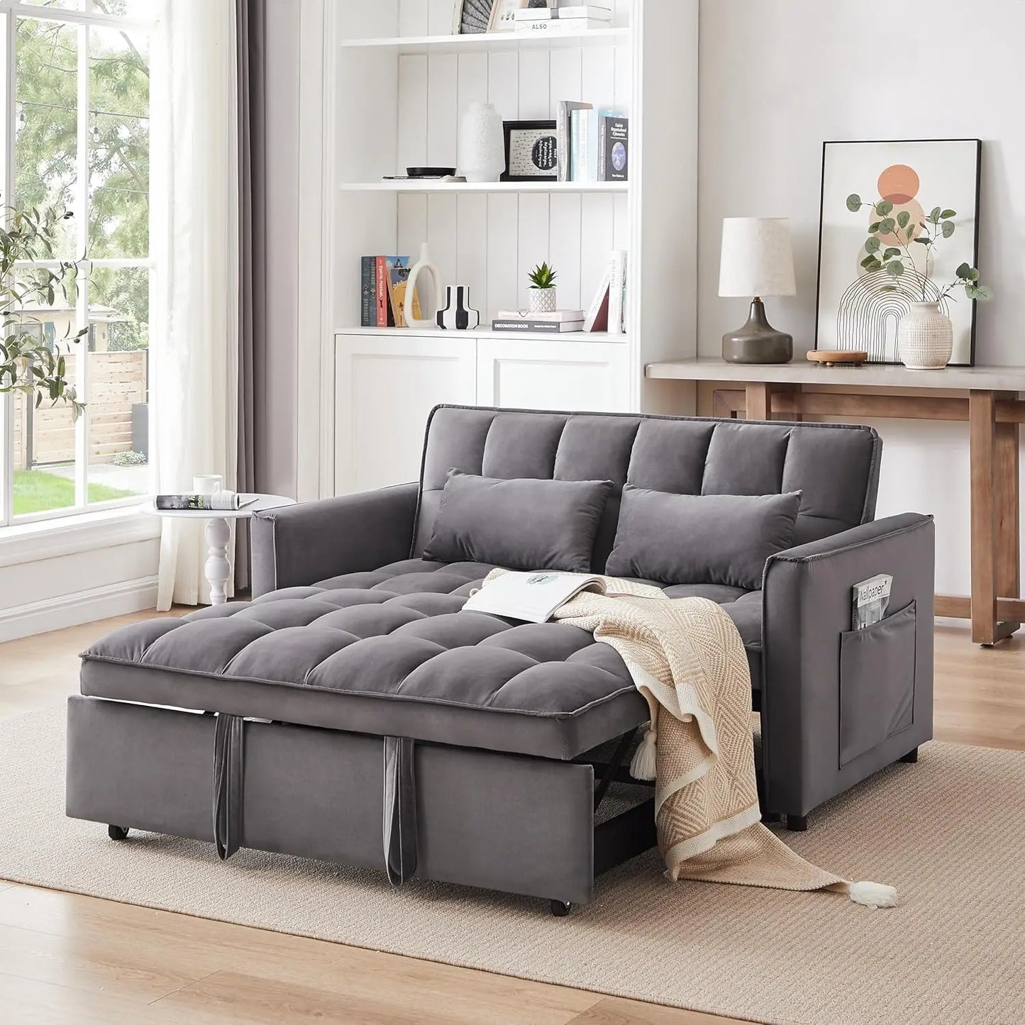 Convertible Sleeper Sofa Bed Modern Loveseat With Adjustable Reclining