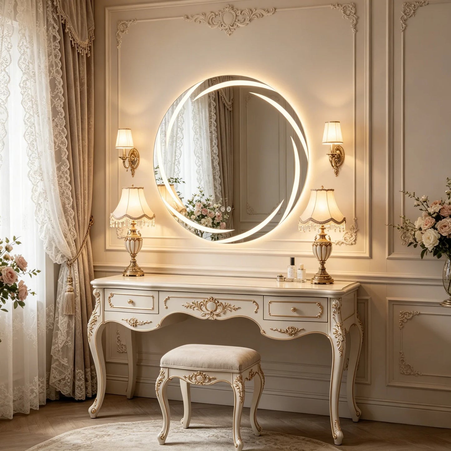 LED Backlit Bathroom Mirror With Anti-Fog, Dimmable Three Lighting Modes