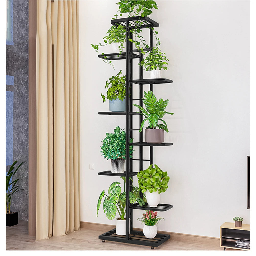 HiMISS 8 Tier Metal Plant Stand Indoor Outdoor Shelf