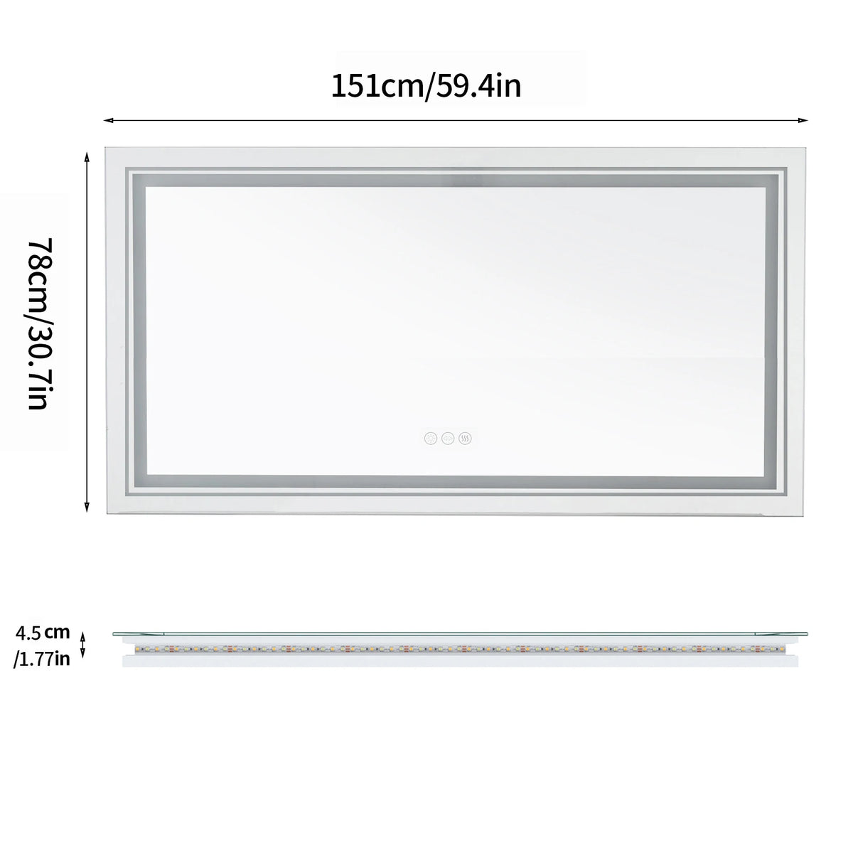 Illuminated LED Bathroom Vanity Mirror With Touch Control