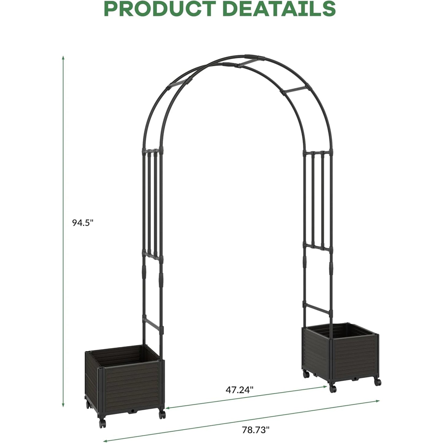 Raised Garden Bed With Trellis Arch For Flowers And Vines