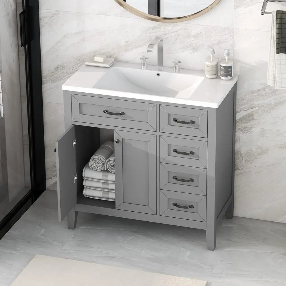 Bathroom Vanity Set With Sink And Solid Wood Frame MDF