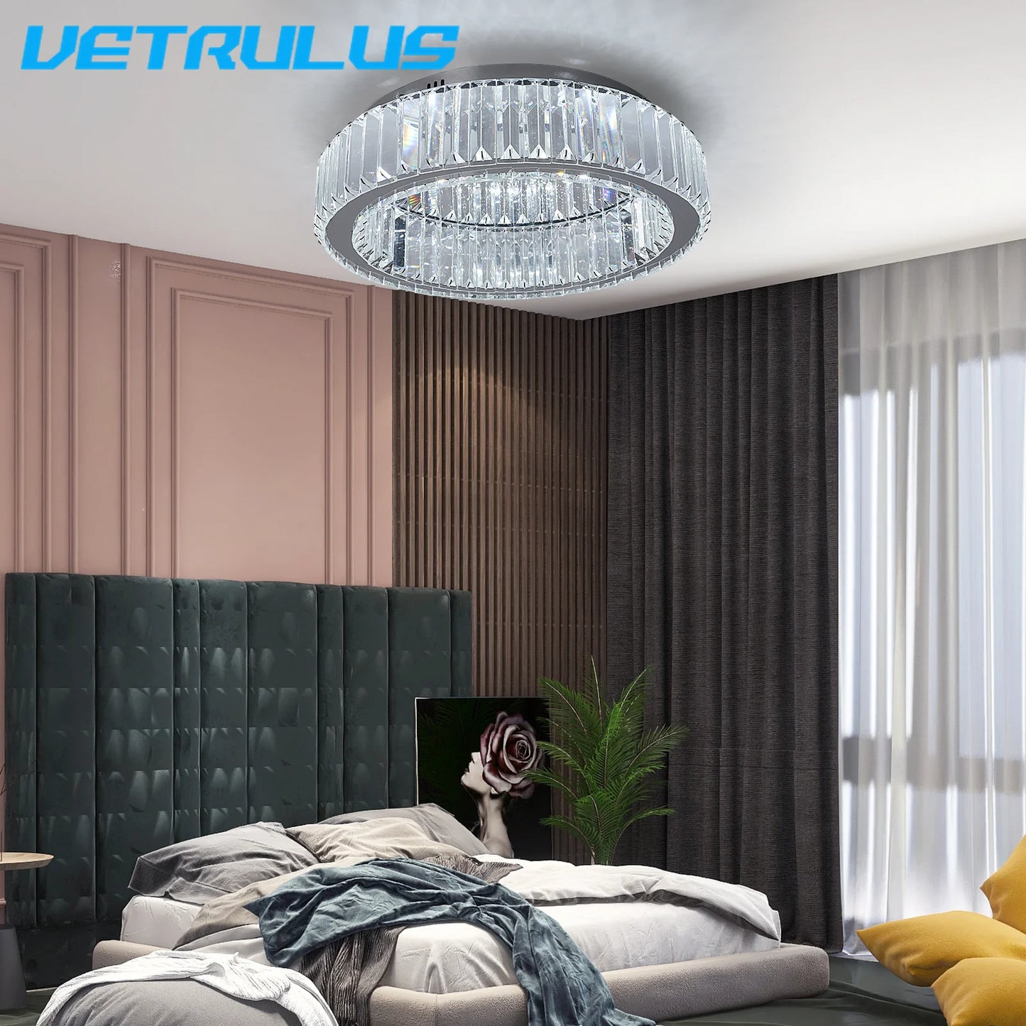 VETRULUS Crystal Ceiling Lamp LED Circle Chandelier for Living Room