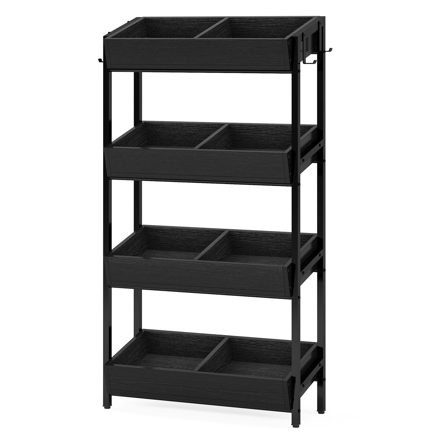 Tribesigns 4 Tier Wood Storage Shelves With Fruit And Vegetable Basket Stand