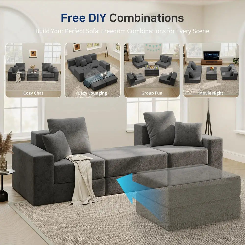 Modular Sectional Sofa With Reversible Chaise Sleeper Modern L Shaped