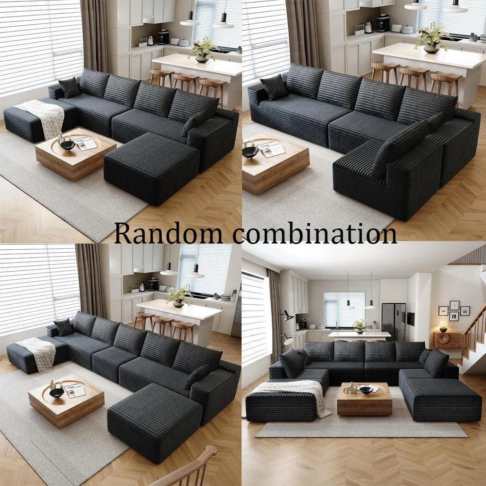 YQXH Cloud Style Sectional Sofa With Velvet Memory Foam Cushions