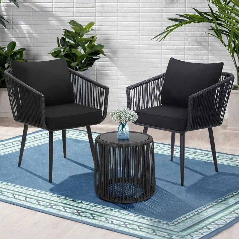 Quality Outdoor Patio Rattan Bistro Set With Side Table