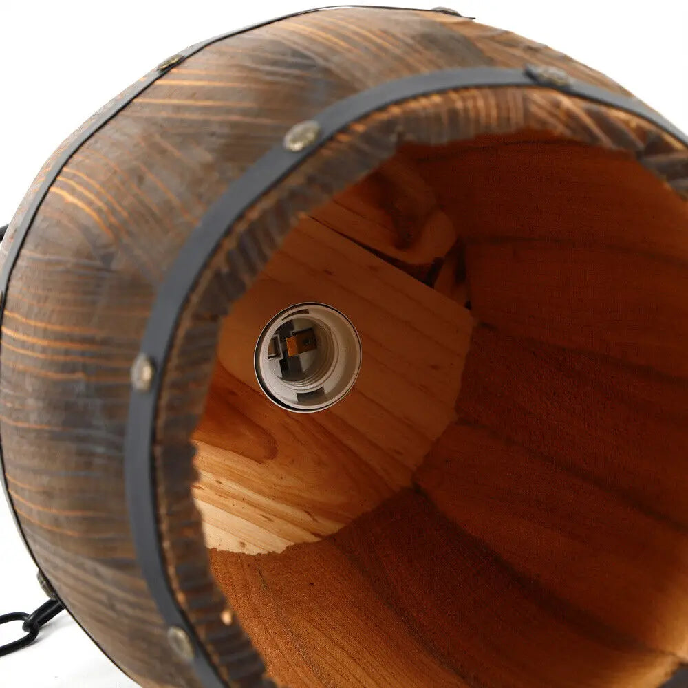 Vintage Wine Barrel Pendant Light Wood Rustic Ceiling Lamp