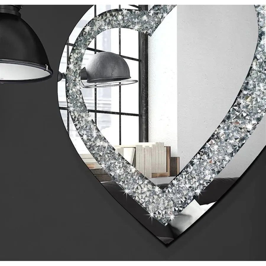 Crystal Crush Diamond Heart Shaped Wall Mirror Decor