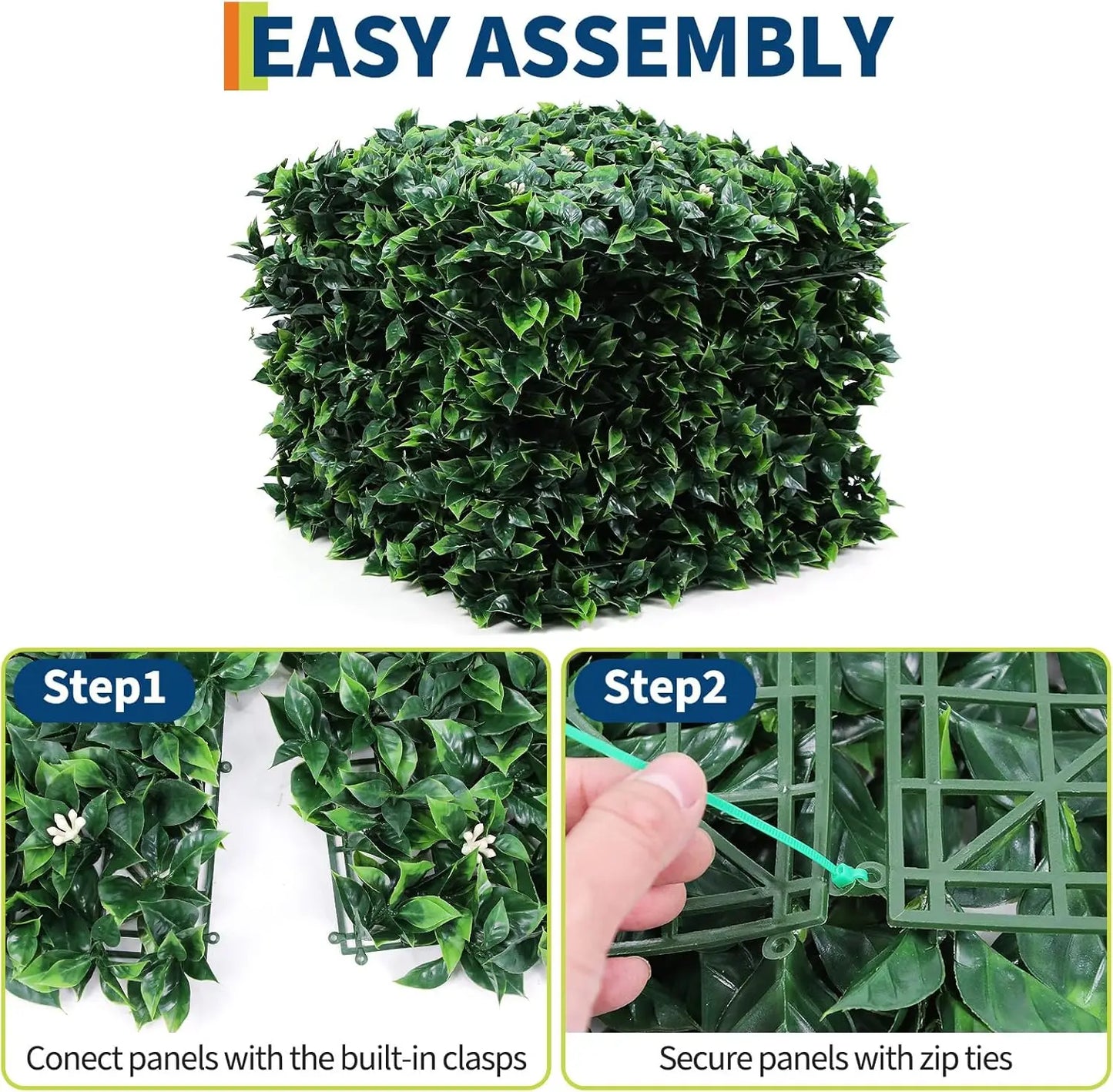 HiMISS Artificial Grass Wall Panels Hedge Fence Screen Outdoor