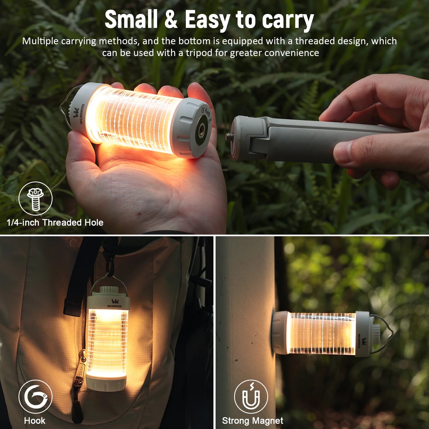 Wurkkos CL01 Camping Lantern LED Flashlight 550LM Rechargeable Power Bank
