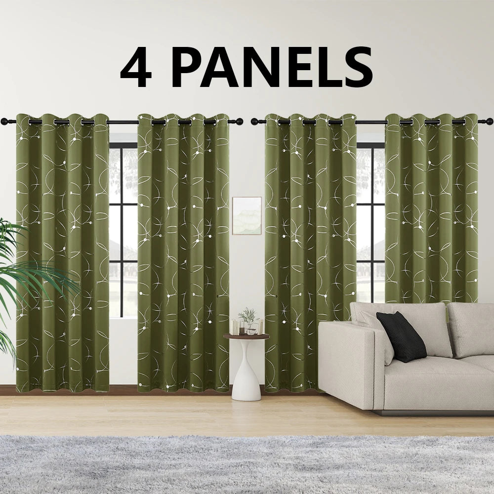 4 Piece Blackout Curtains Grommet Thermal Insulated Room Darkening