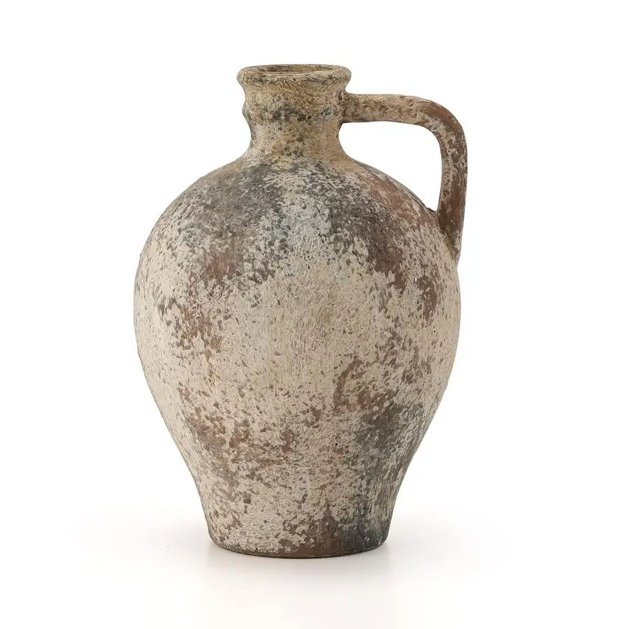 Ceramic Rustic Farmhouse Vase With Handle Porcelain Decorative