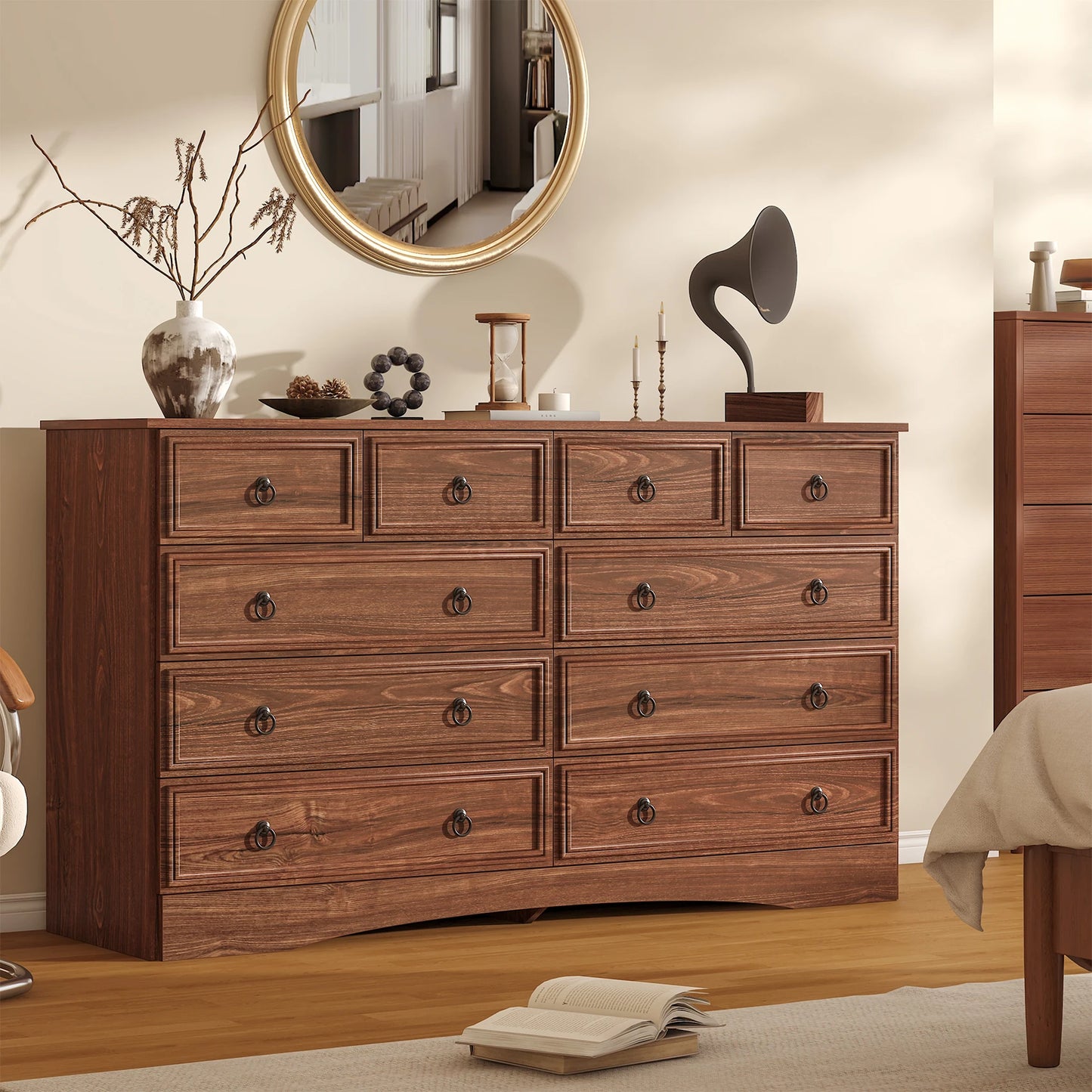 BIGBIGLIFE Mid Century Modern Wood Dresser Storage Chest Bedroom