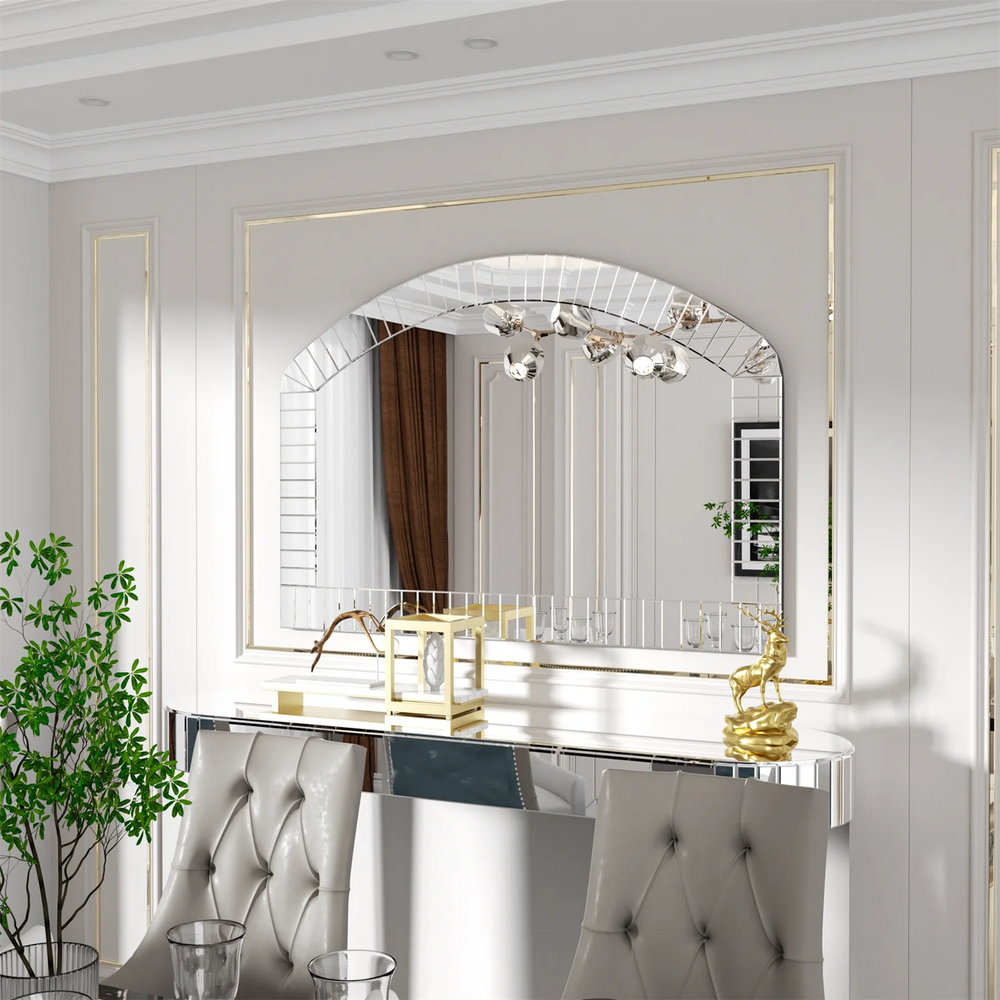 Arched Wall Mirror Venetian Accent With Bling Beveled Edge