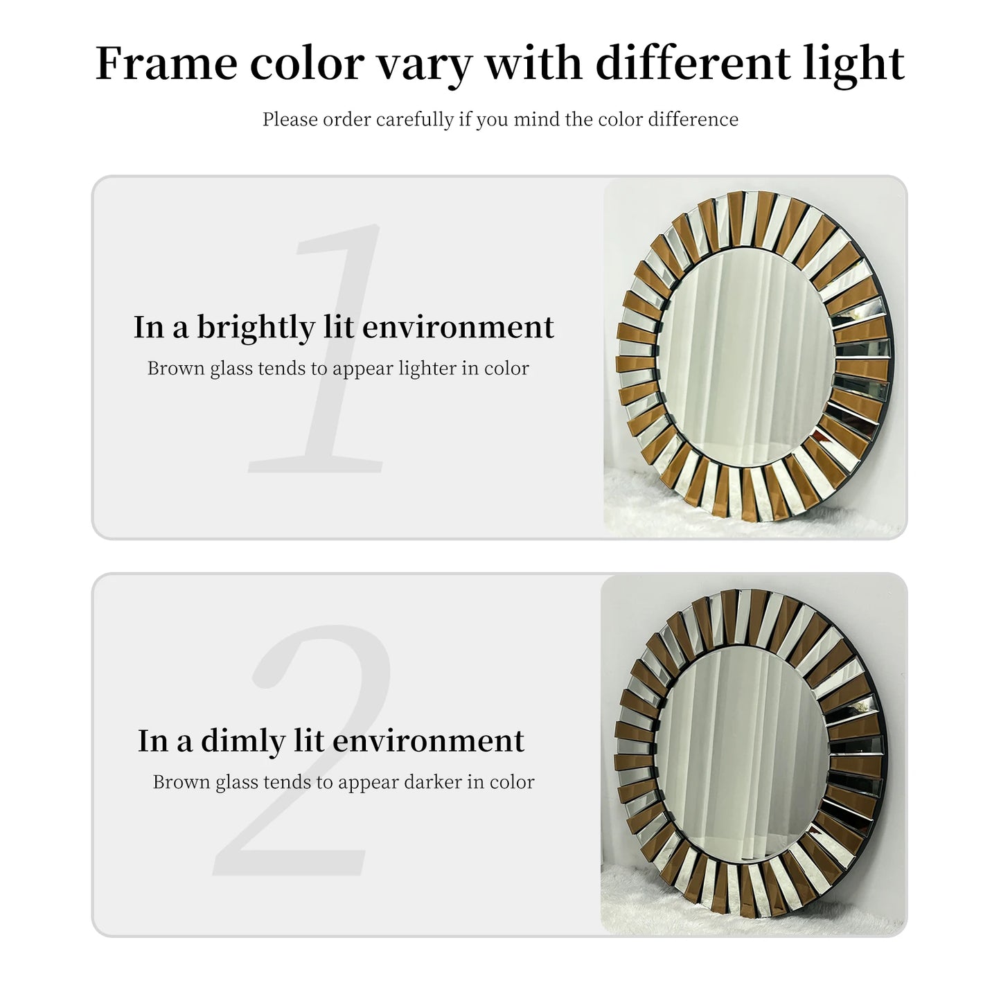 Round Starburst Wall Mirror For Bathroom And Living Room Decor