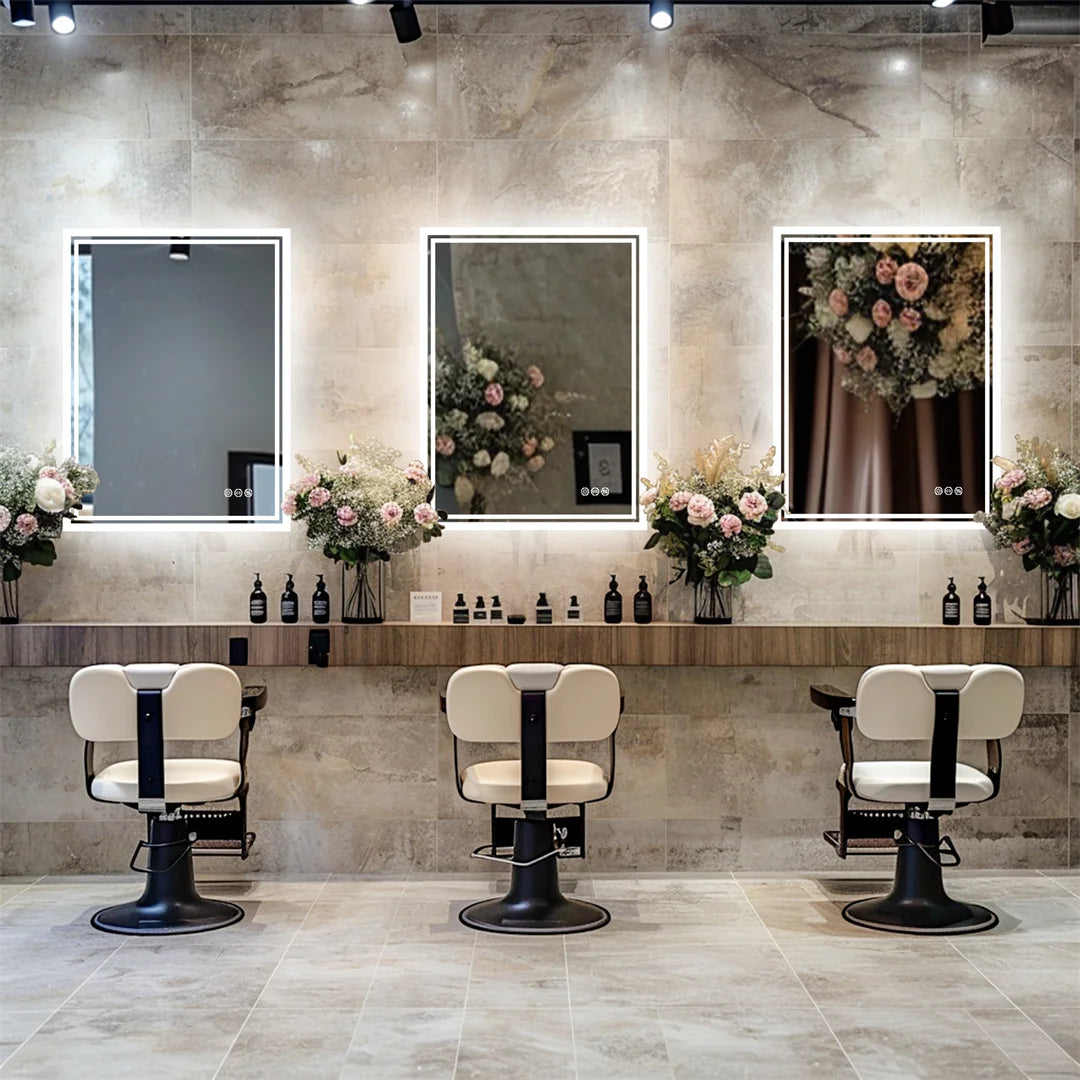 LUVODI LED Backlit Frameless Dimmable Defog Bathroom Mirror