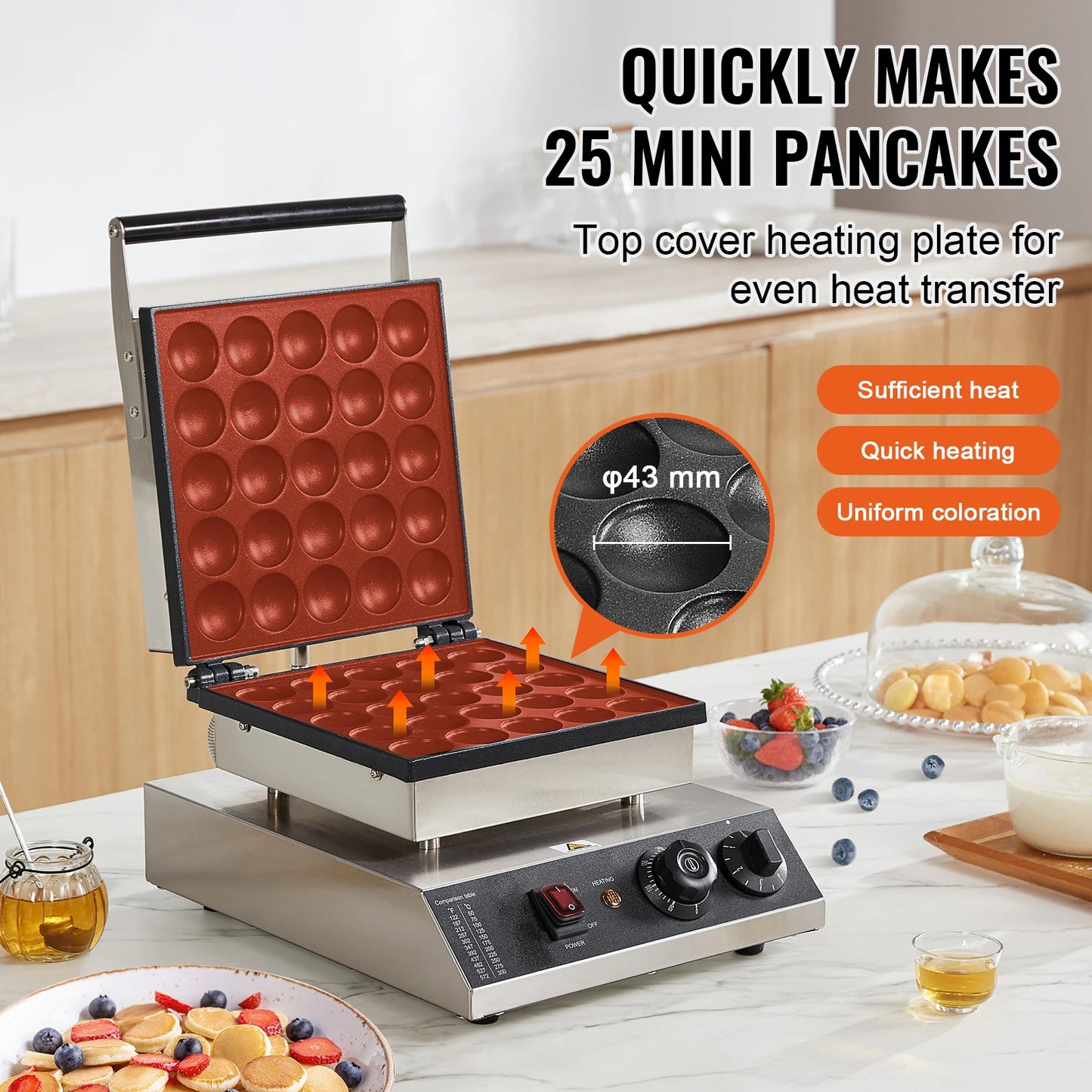 VEVOR Electric Waffle Maker 25P Mini Pancake Dorayaki Machine