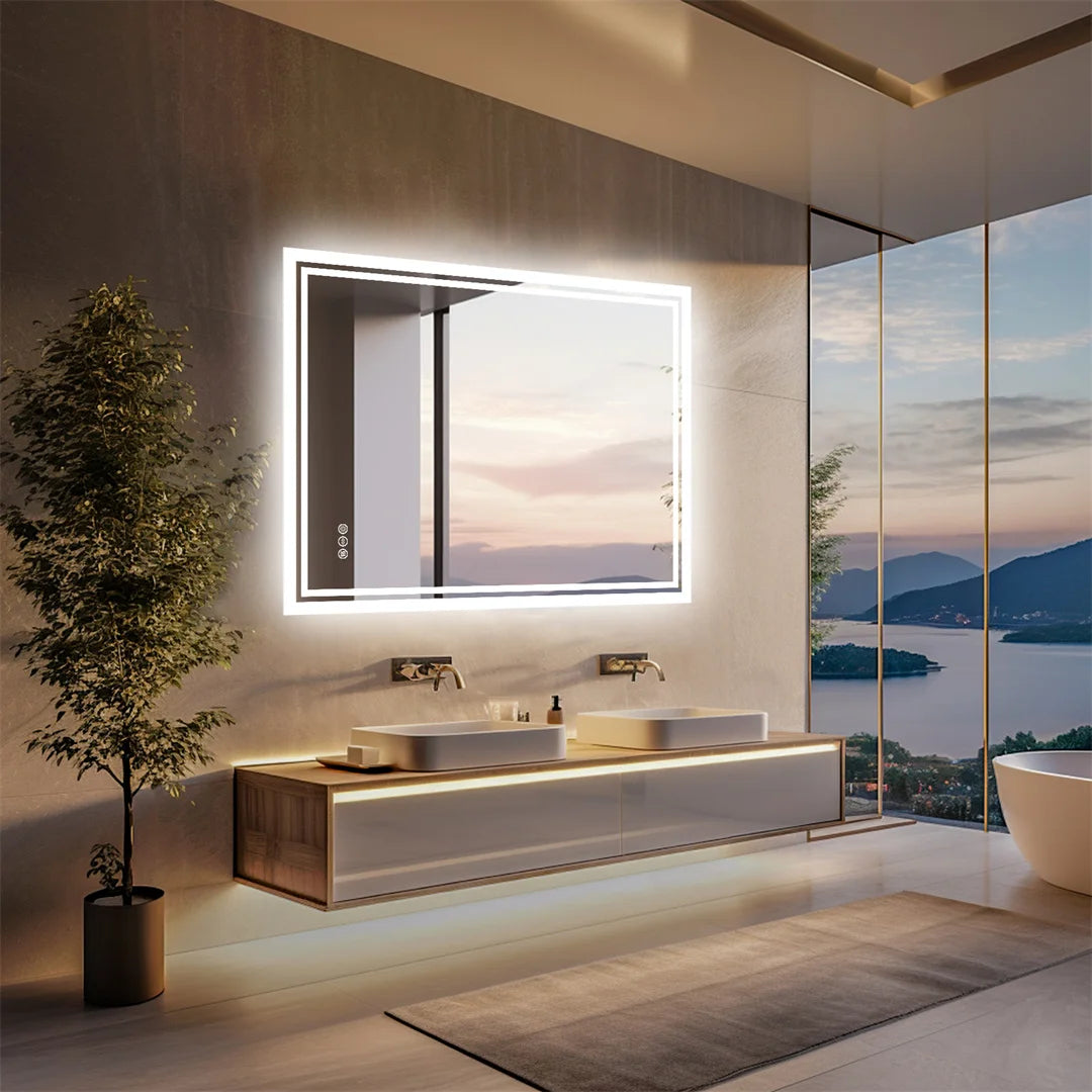 LUVODI Illuminated Backlit Dimmable Defog Bathroom Mirror