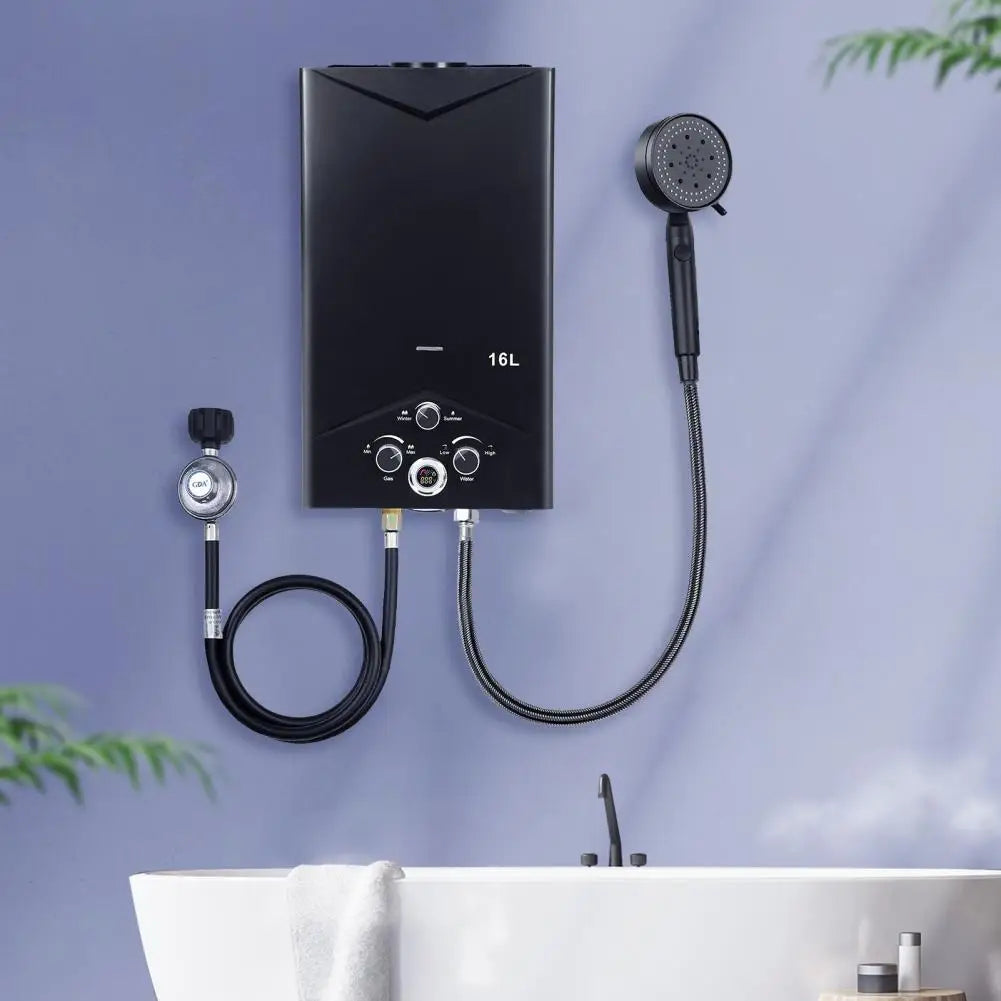 Outdoor Portable Gas Hot Water Heaters Tankless Water Heaters 4.21GPM 16L Fast Constant Temperature Water Heaters with Digital
