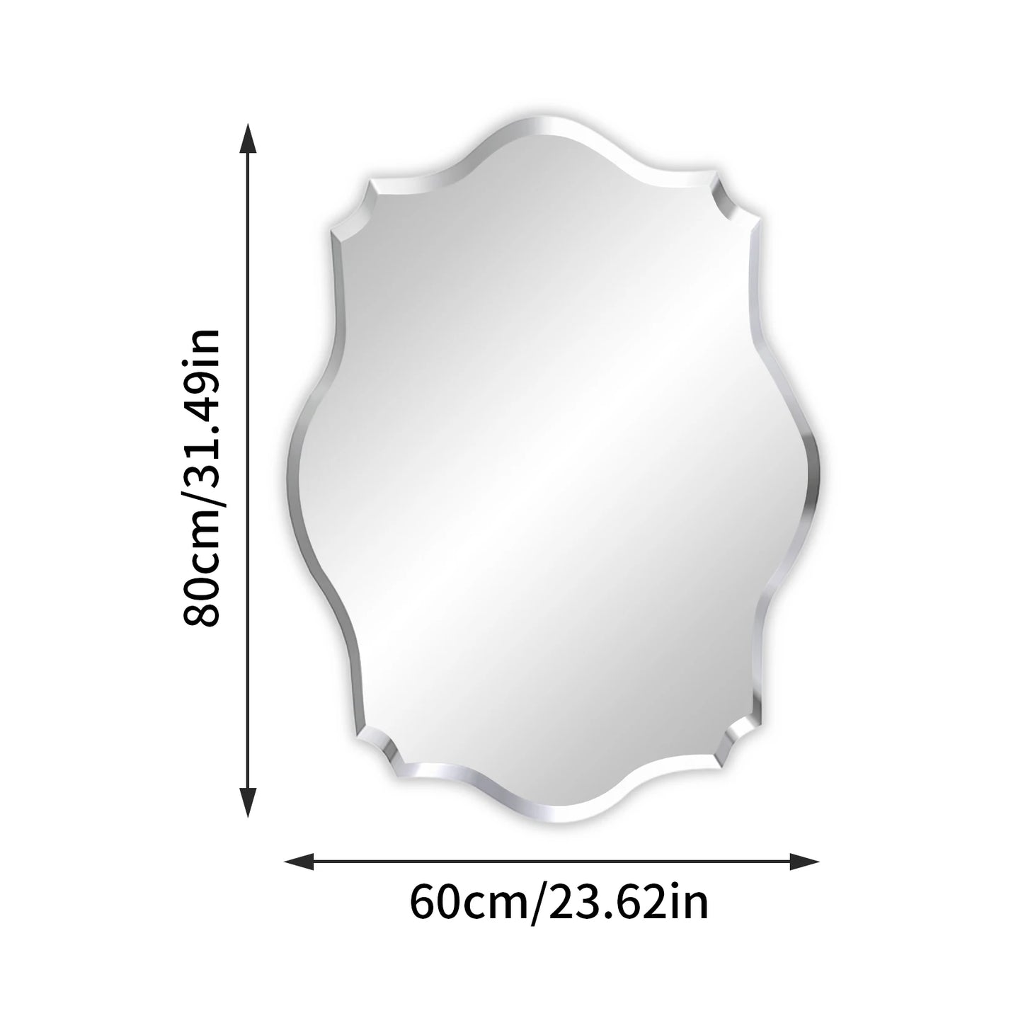 Wisfor Wall Mirror Scalloped Frameless Beveled Edge Polished