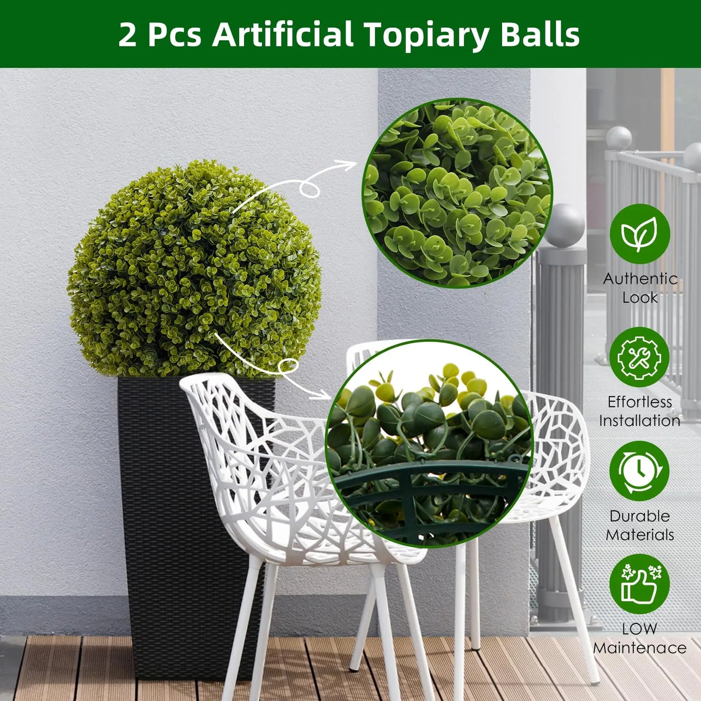 Studyset Topiary Balls Outdoor Set of 2 Artificial Cedar Balls for Decor