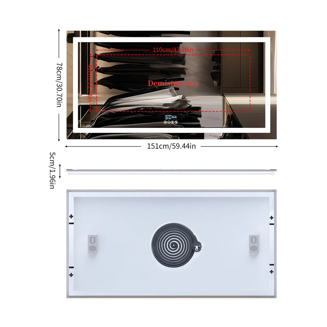 LUVODI Large Bluetooth Vanity Mirror With LED Light Three Color Temperatures