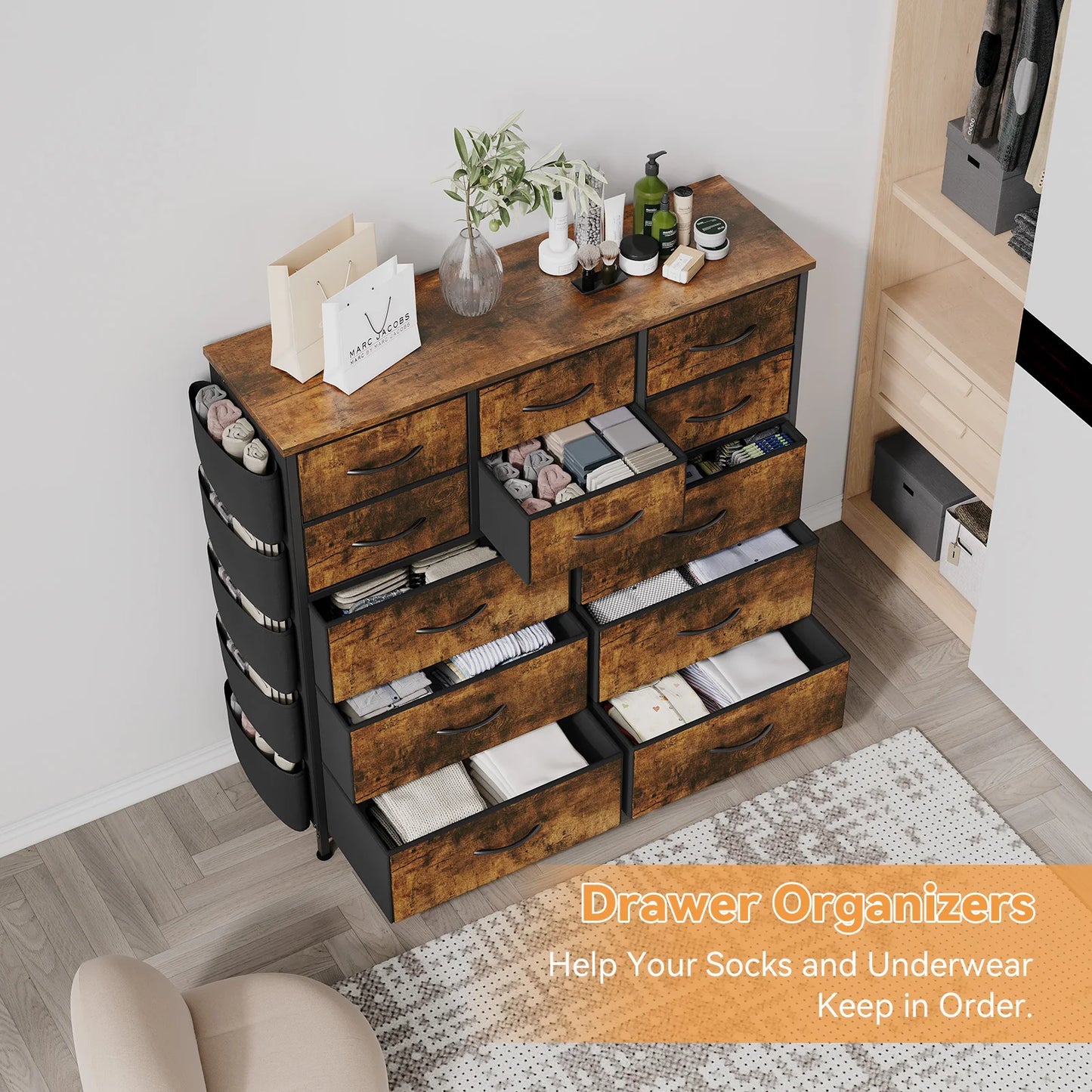 Dresser for Bedroom With 12 Drawers and Easy Pull Handles