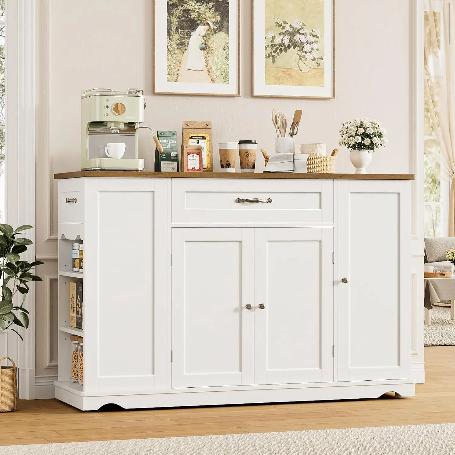 MOYU Kitchen Island Cart With Storage On Wheels 2 Drawers