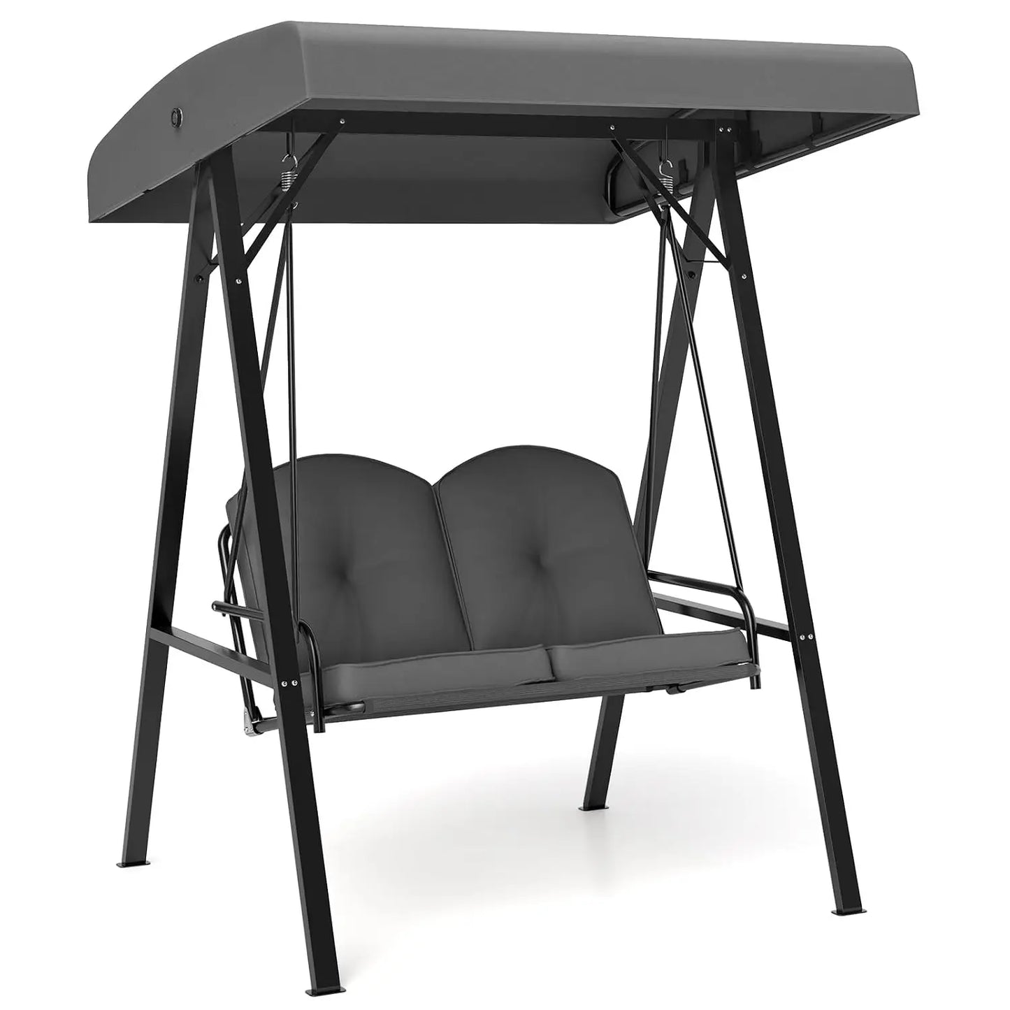 Outdoor Patio Swing With Heavy Duty Metal Frame And Canopy