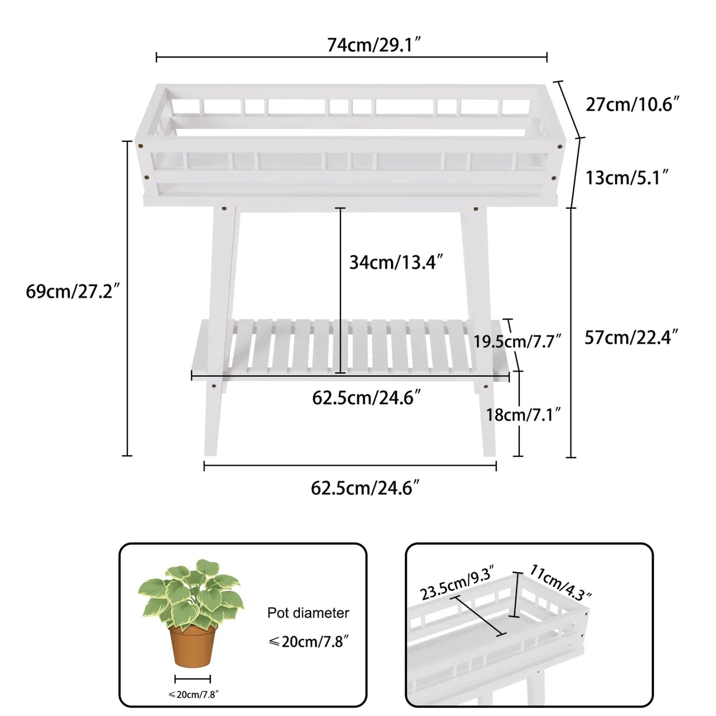 Bamboo Plant Stand Two Tier Garden Shelf For Balcony